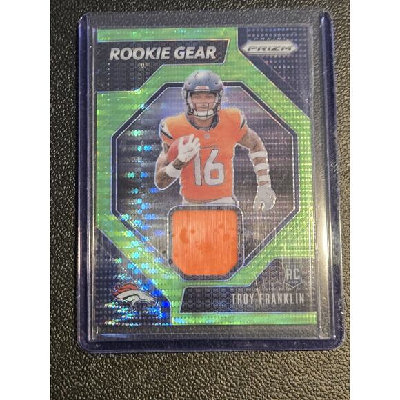 2024 Panini Prizm #RG-TFN Troy Franklin Rookie Gear Neon Green Pulsar - Picture 1 of 2